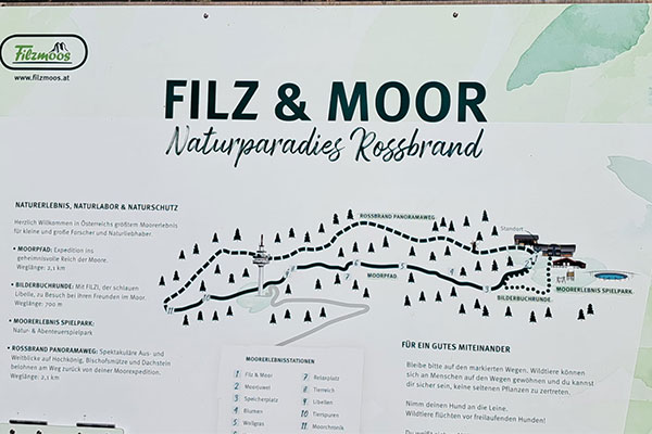 Filz & Moos Naturparadies Rossbrand Schild ·  Wandertage Filmoos 2025